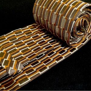 Ermenegildo Zegna Neck Ties 57”Jacquard Geometrical Bronze Brown Silk